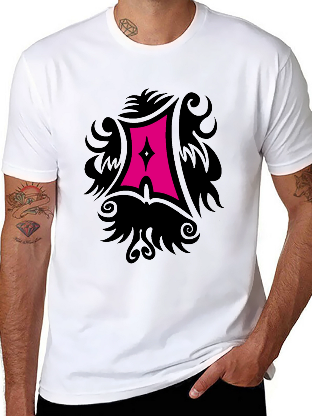 Black T-Shirt with Gothic A Graphic