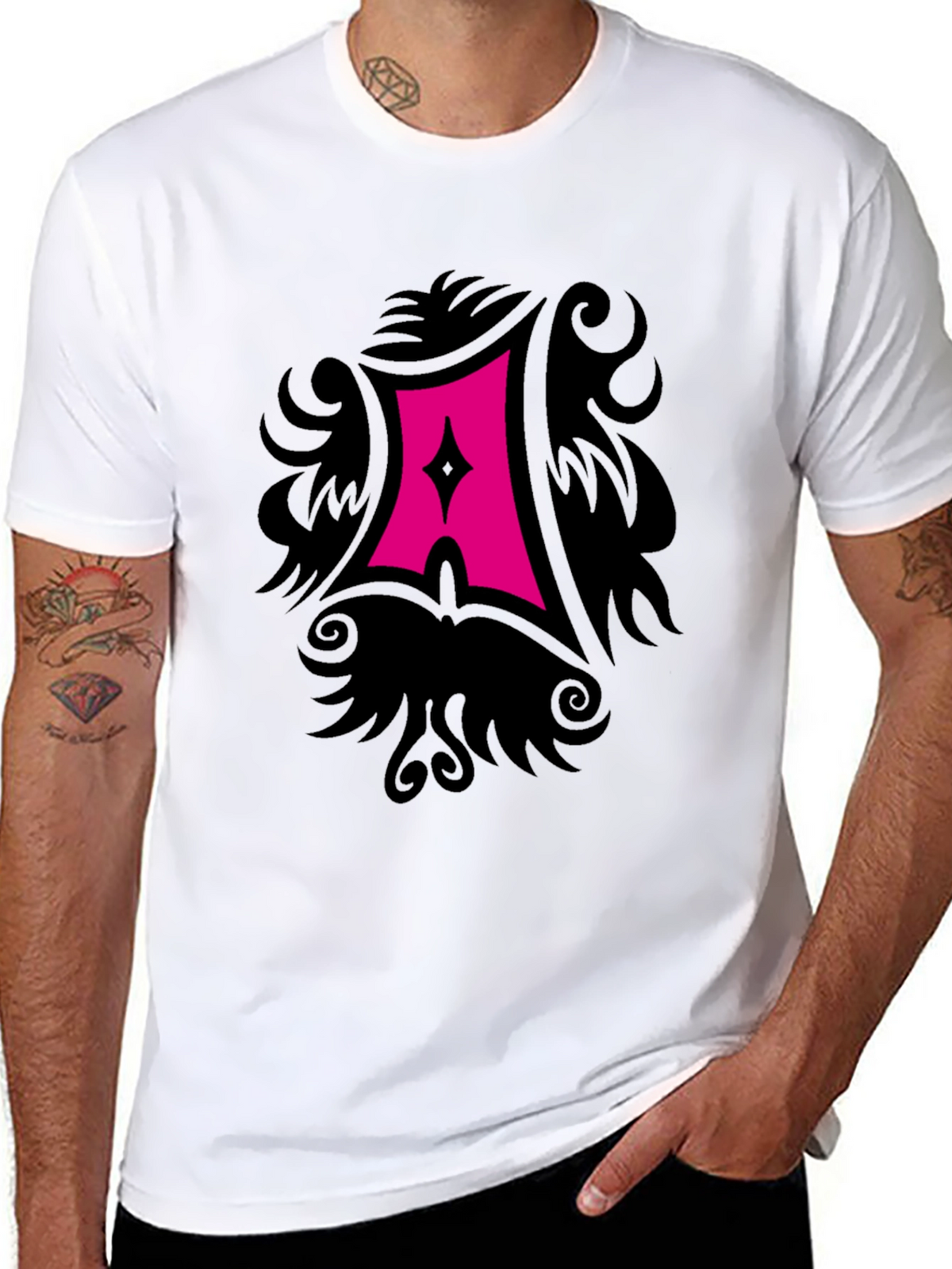 Black T-Shirt with Gothic A Graphic