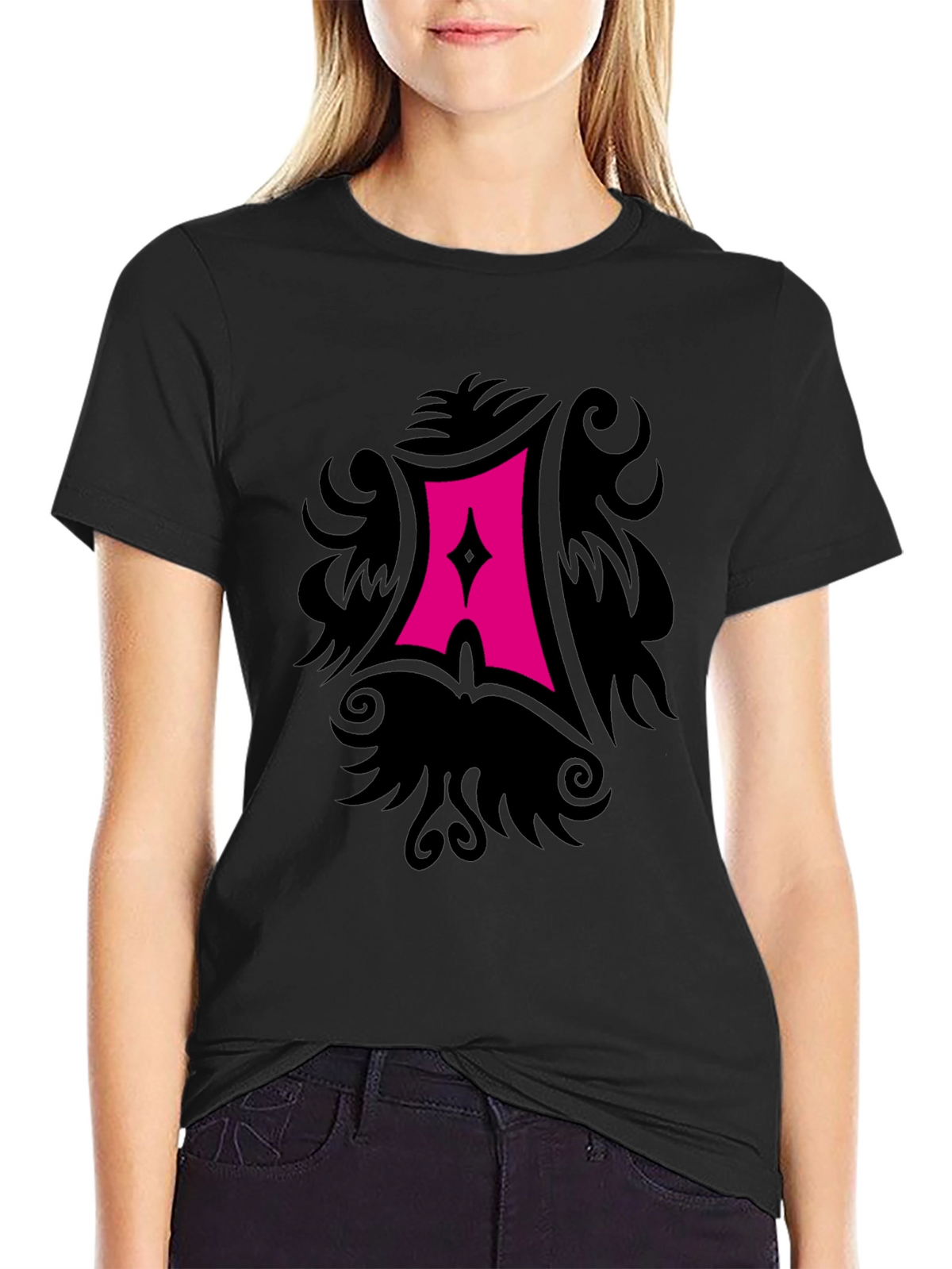 Black T-Shirt with Gothic A Graphic