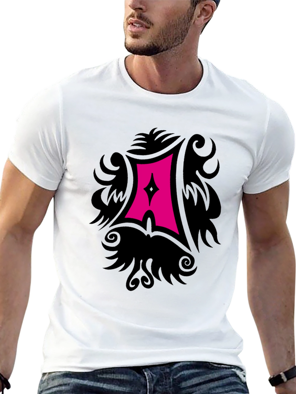 Black T-Shirt with Gothic A Graphic