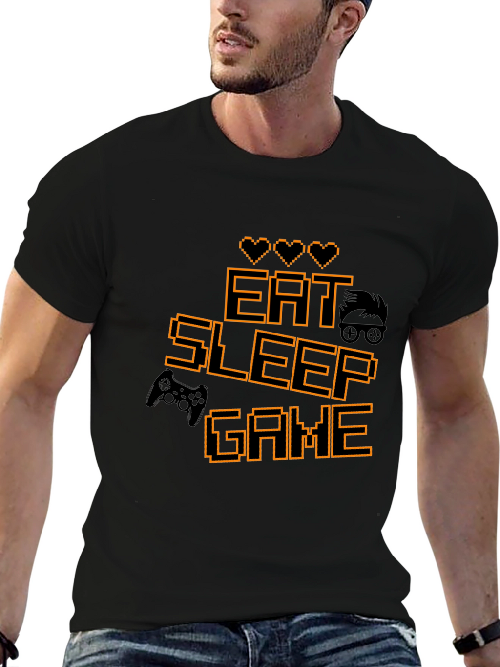 Eat Sleep Game Black Gamer T-Shirt