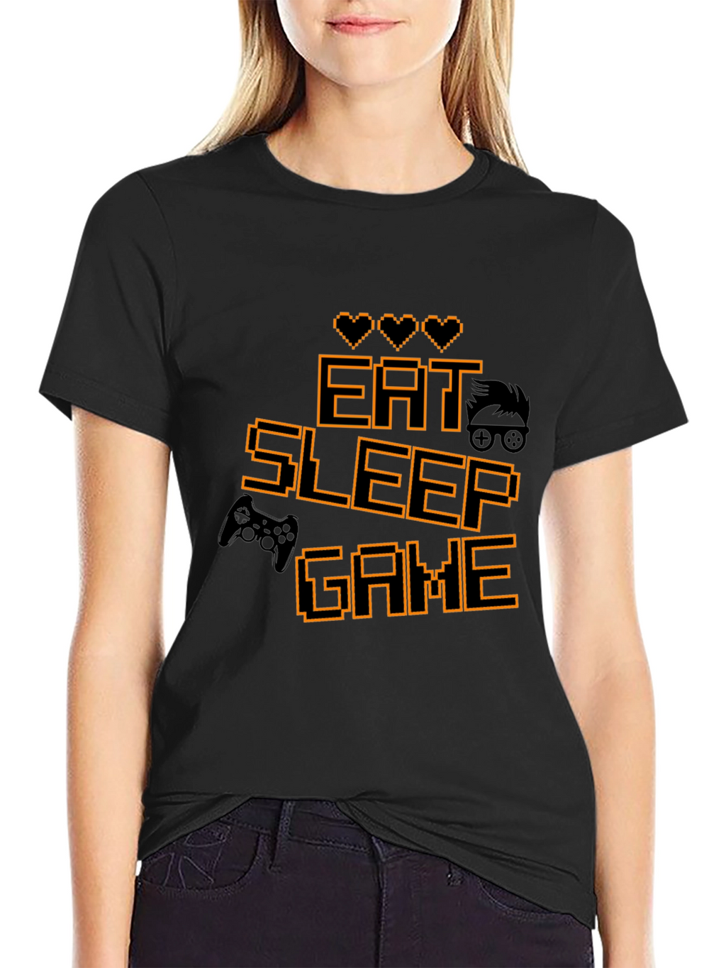 Eat Sleep Game Black Gamer T-Shirt