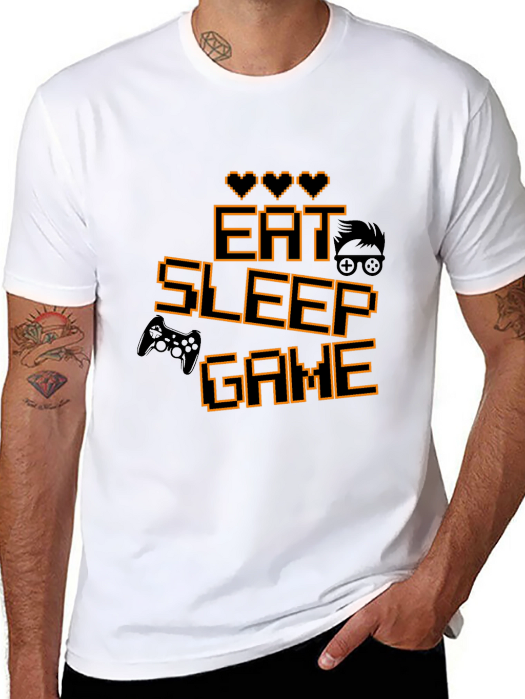 Eat Sleep Game Black Gamer T-Shirt