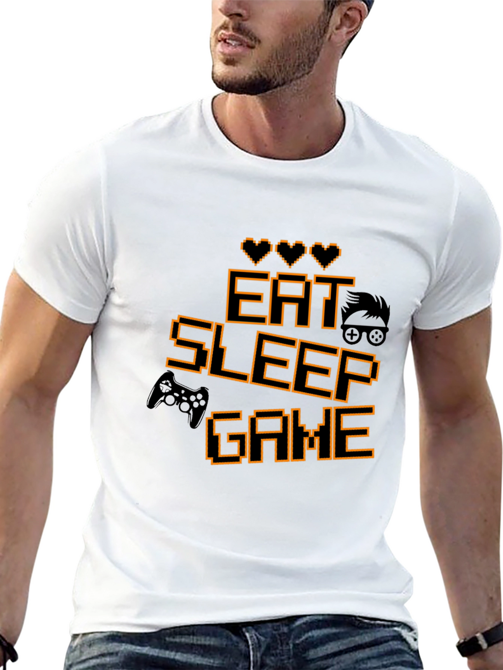 Eat Sleep Game Black Gamer T-Shirt