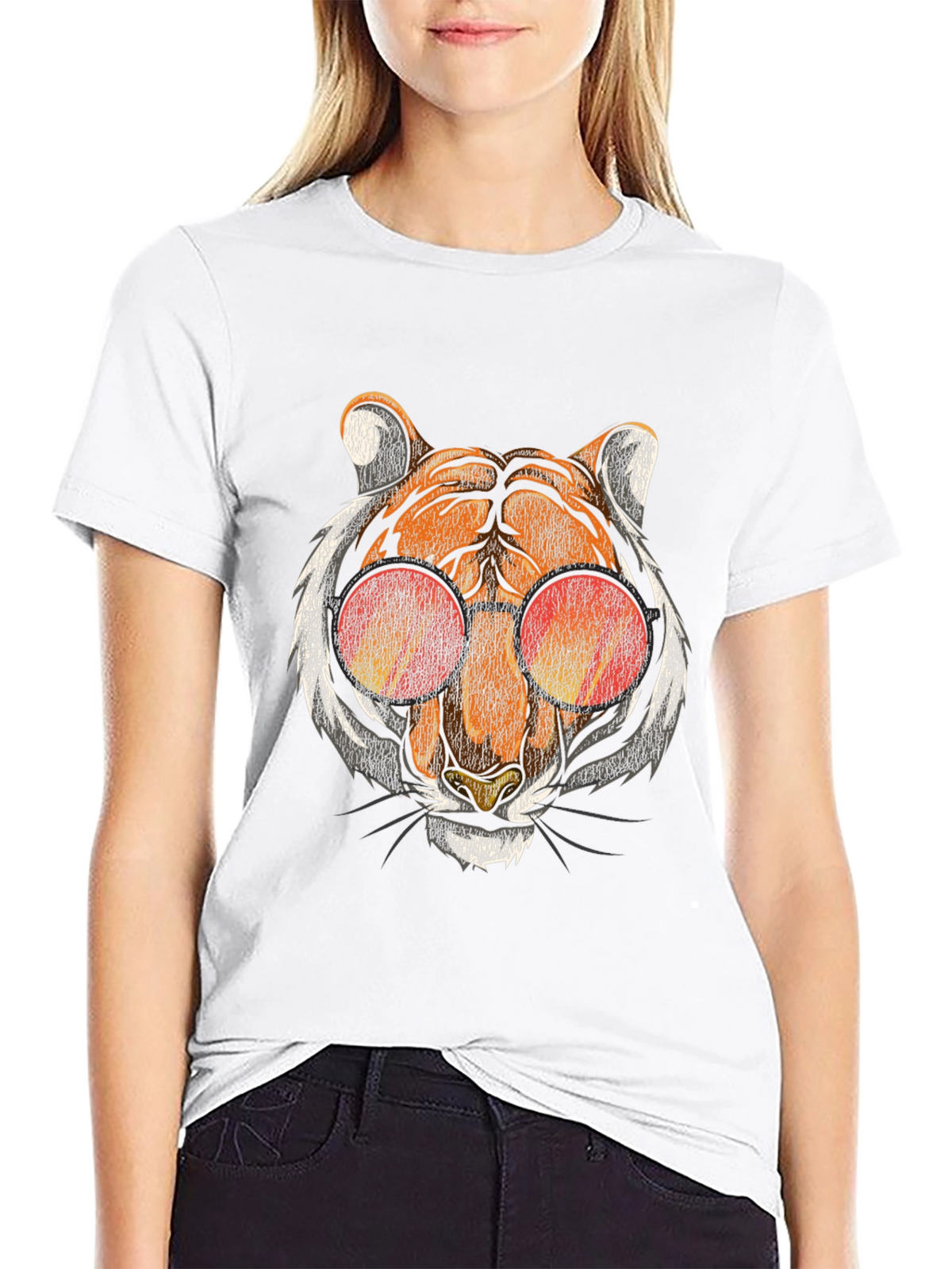 Cool Cat Tee: Retro Tiger in Shades