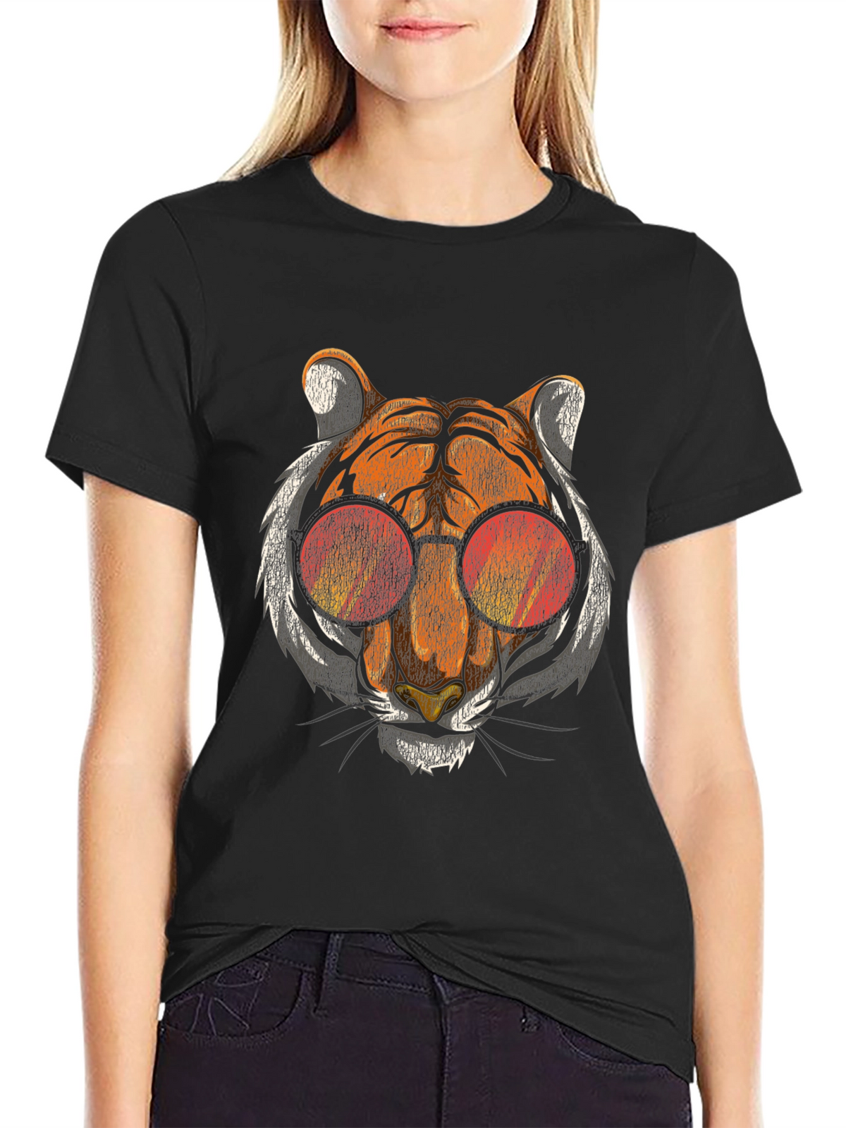 Cool Cat Tee: Retro Tiger in Shades