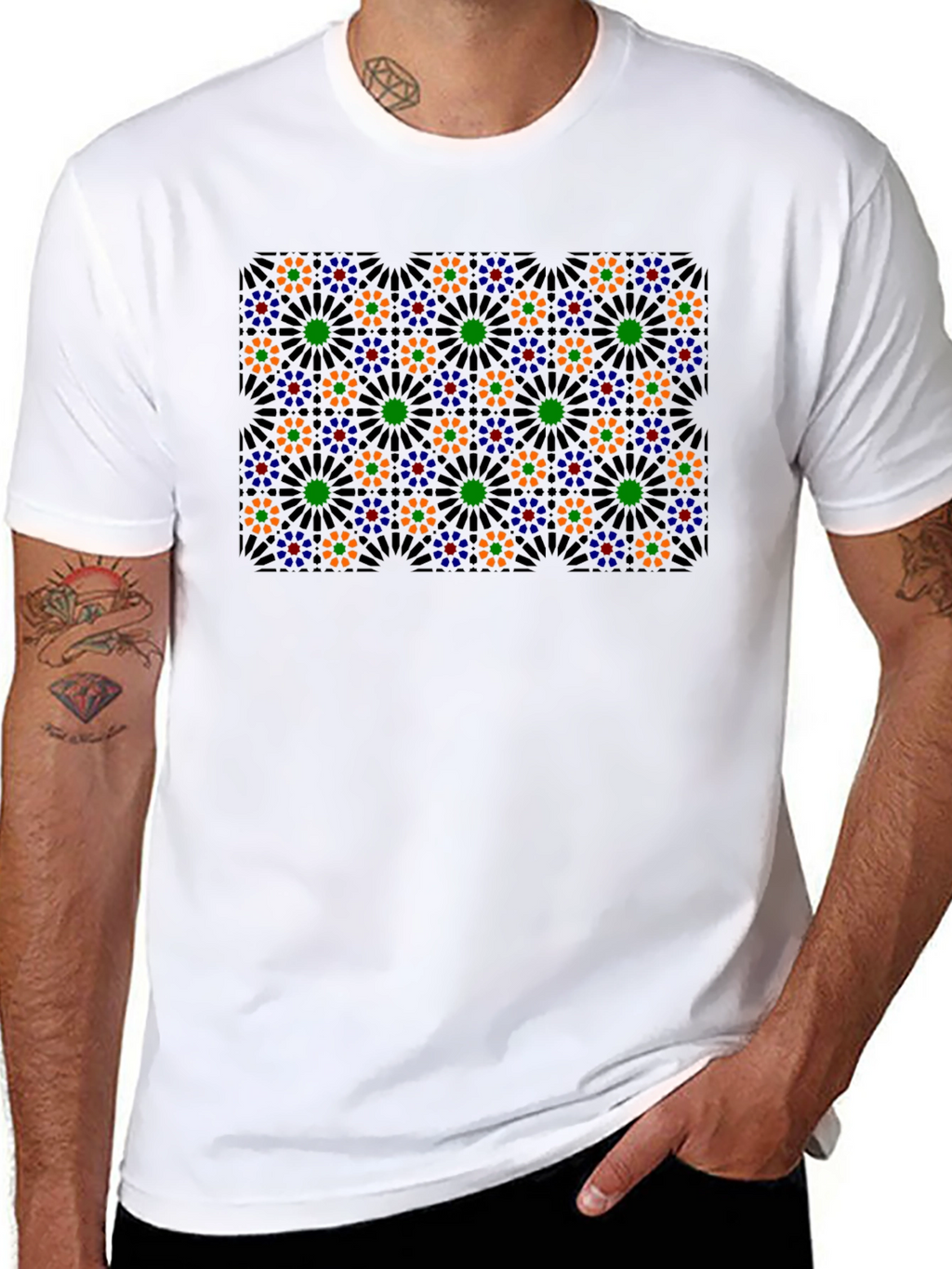 Geometric Floral T-Shirt - Black