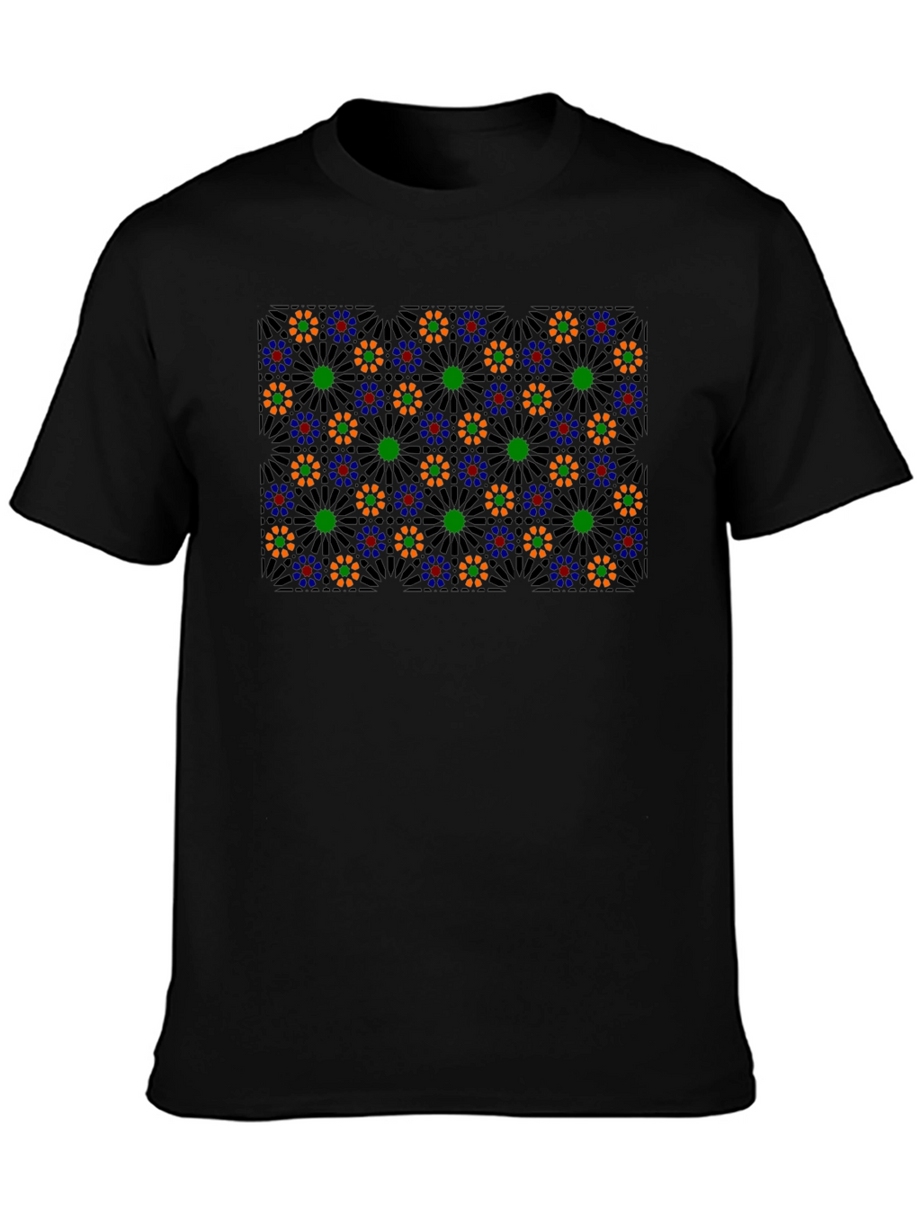 Geometric Floral T-Shirt - Black