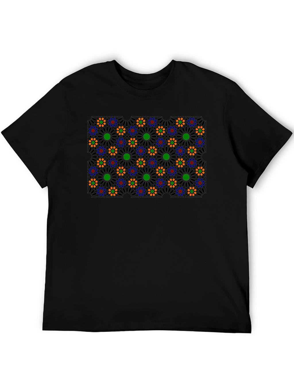 Geometric Floral T-Shirt - Black