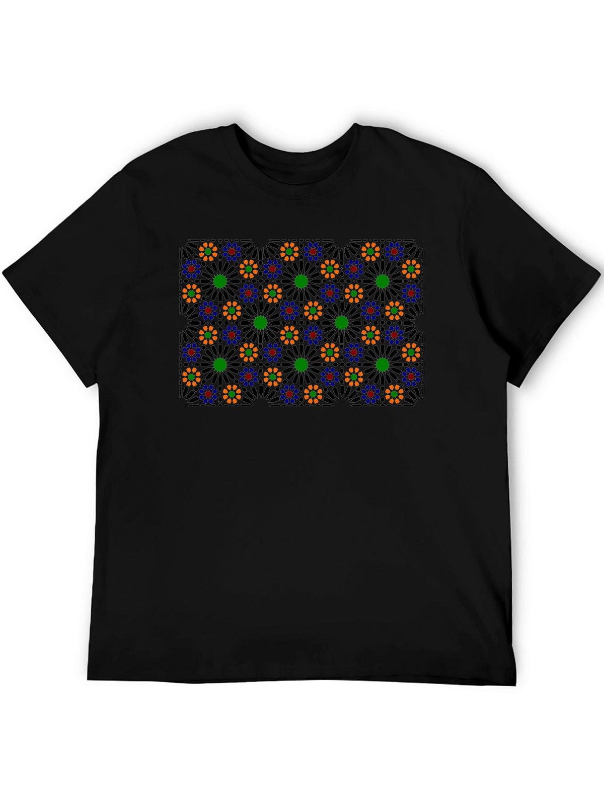 Geometric Floral T-Shirt - Black