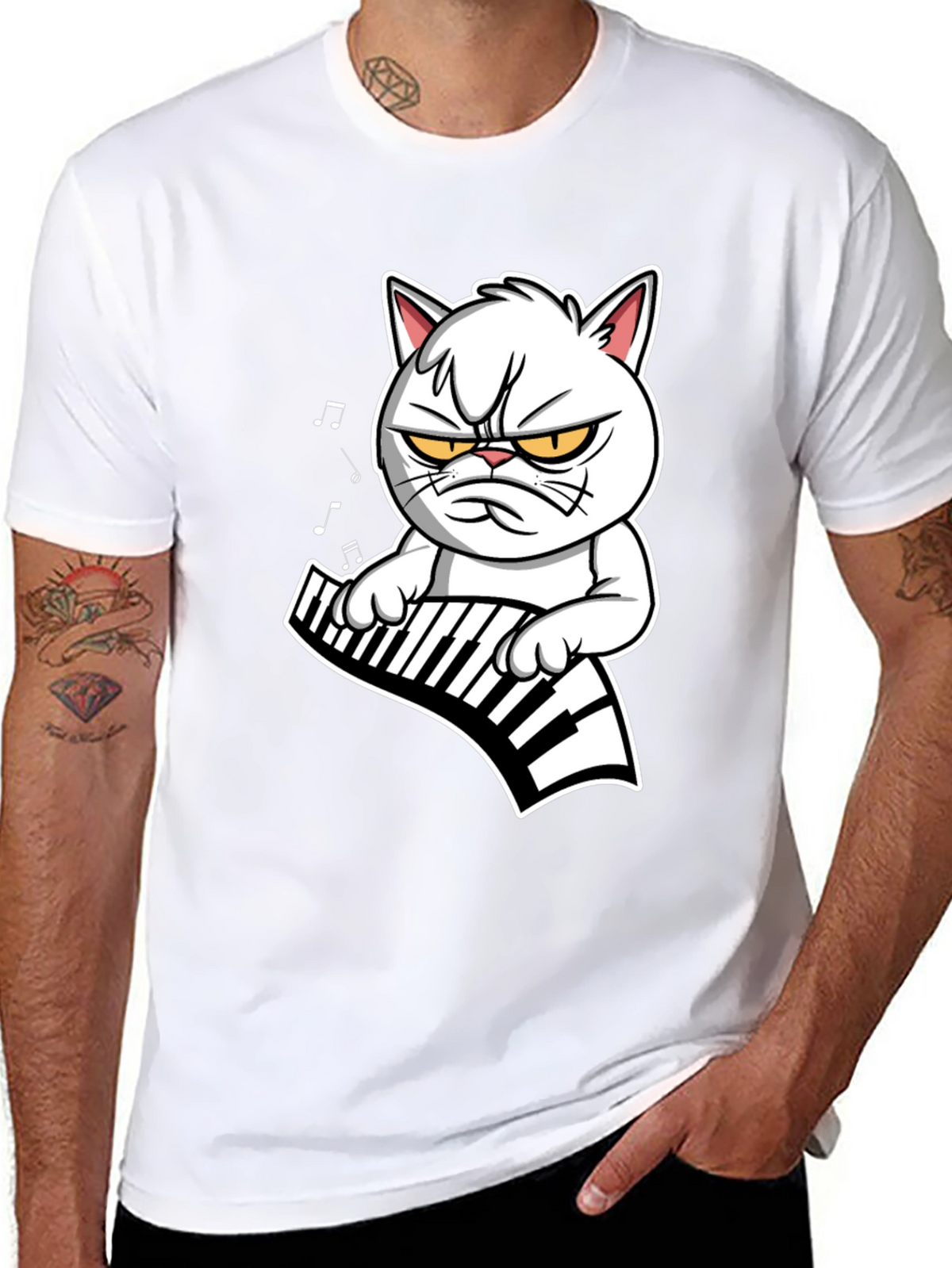 Grumpy Cat Keyboardist Black T-Shirt