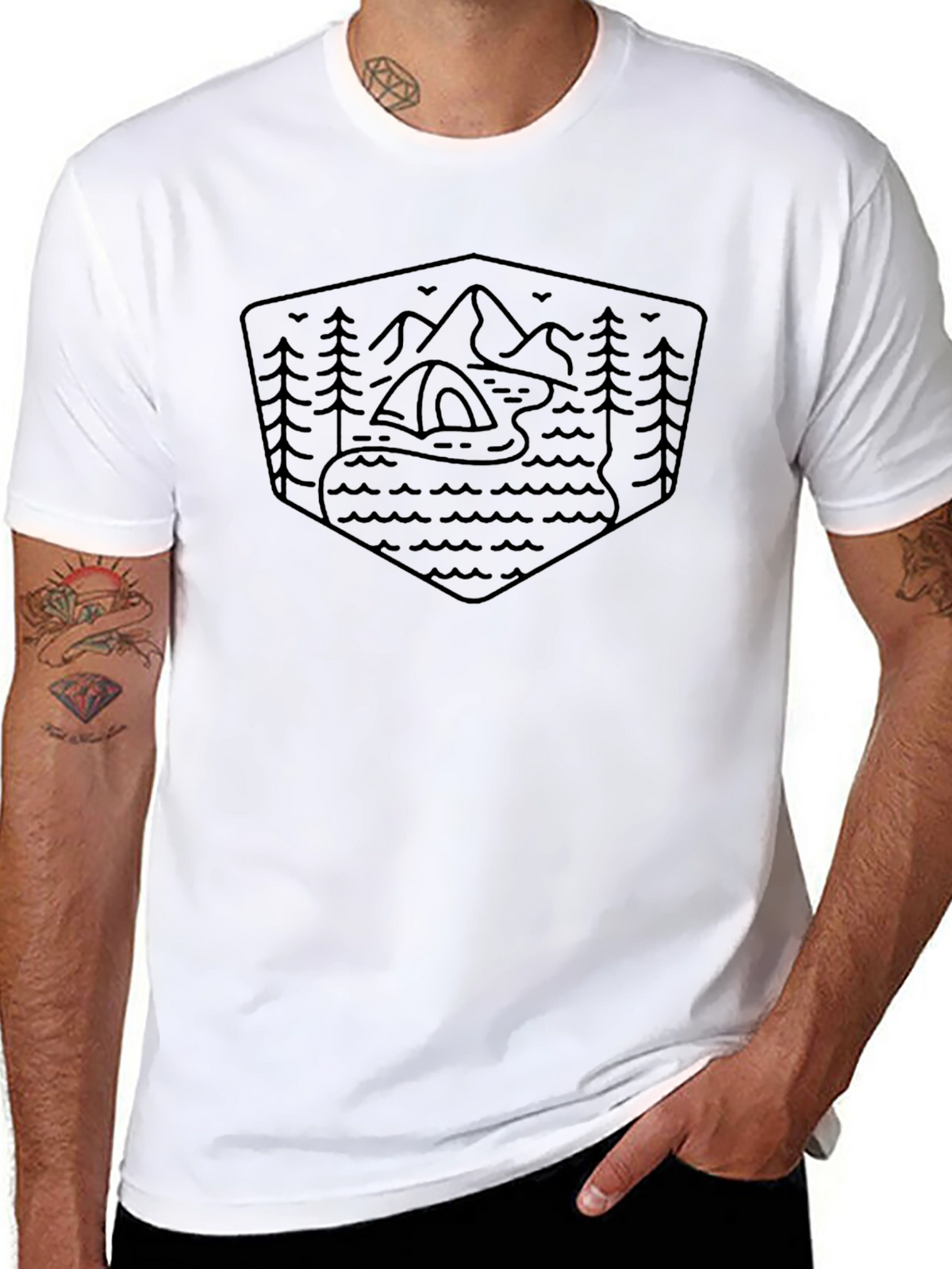 Outdoor Adventure Graphic Tee - Camping & Mountains