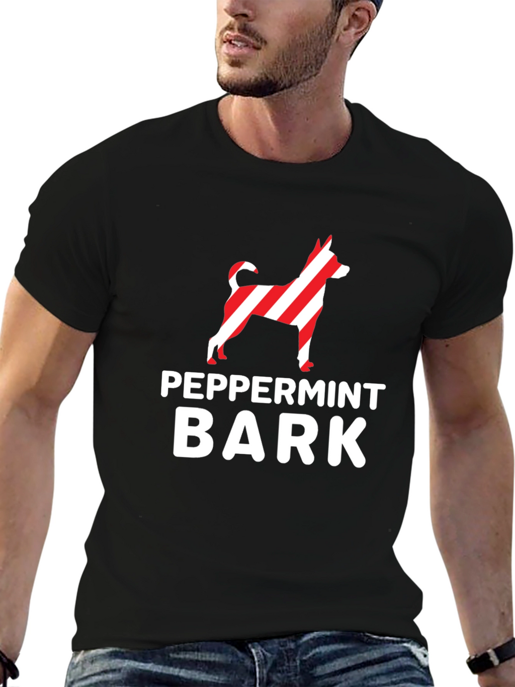 Peppermint Bark Dog Breed Striped Design T-Shirt