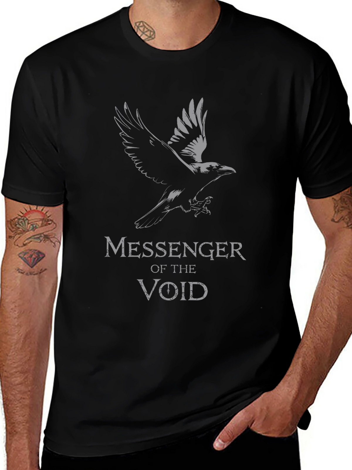 Messenger of the Void Graphic T-Shirt - Raven Design