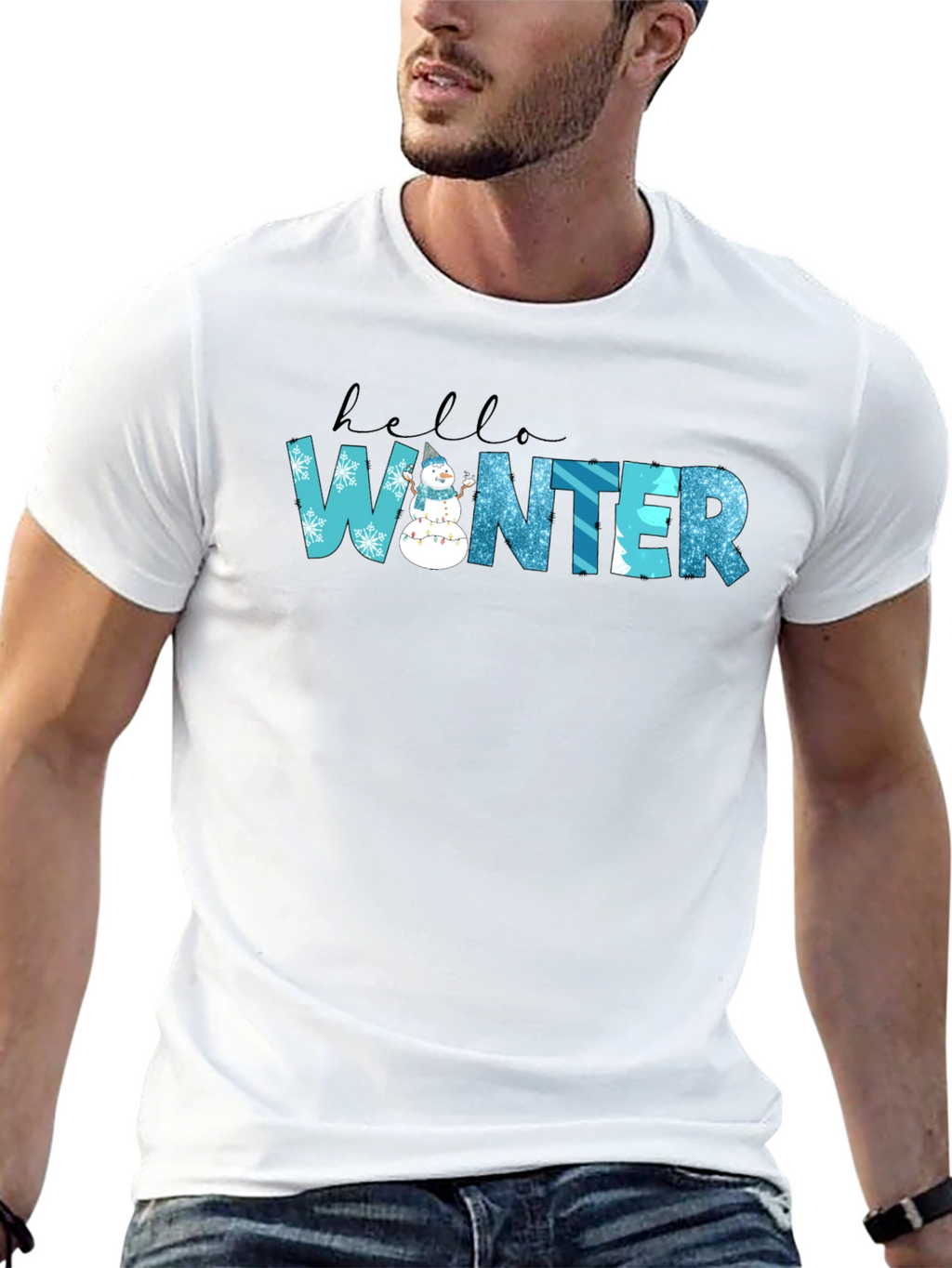 Hello Winter Black Graphic Tee