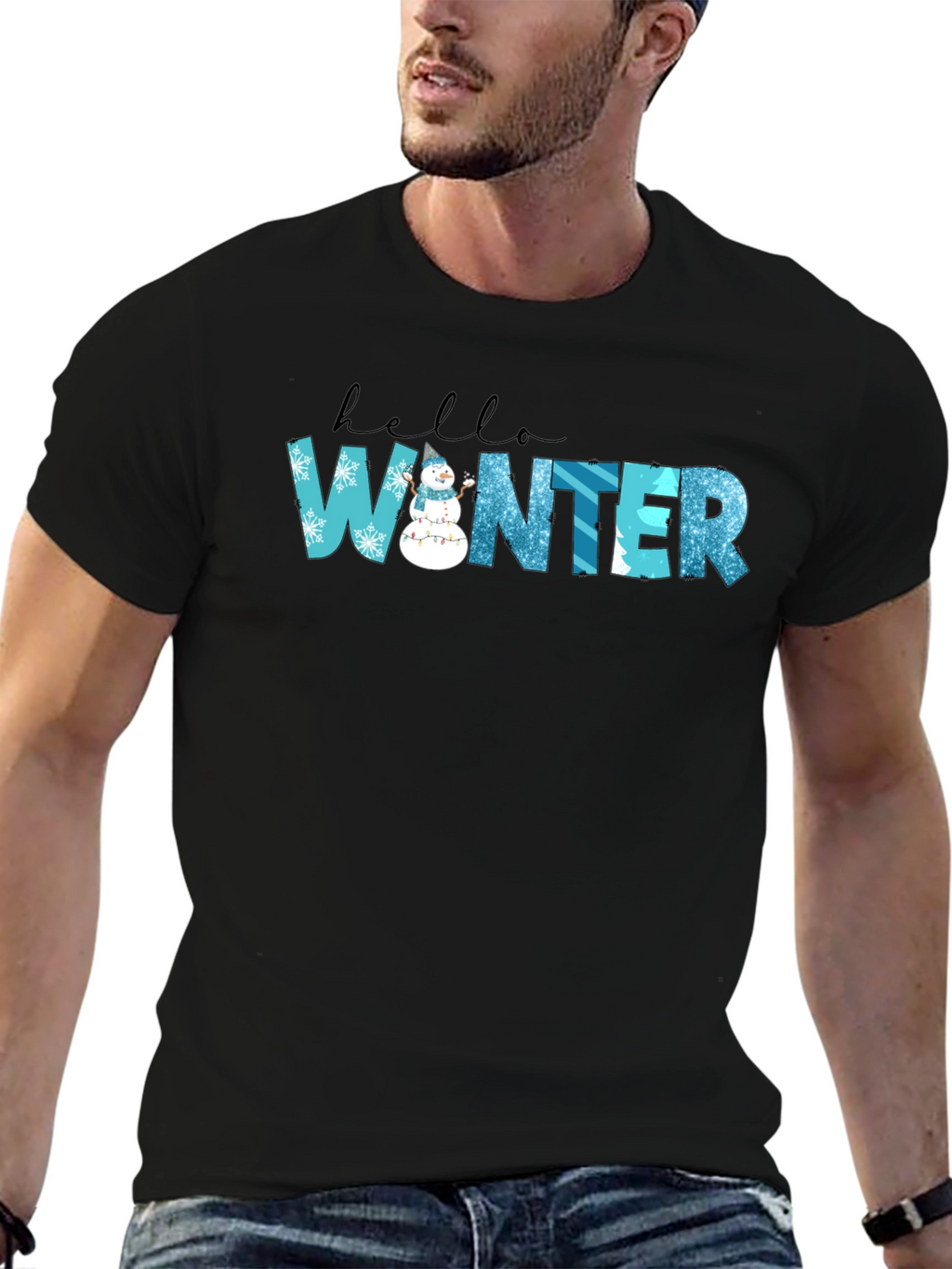 Hello Winter Black Graphic Tee