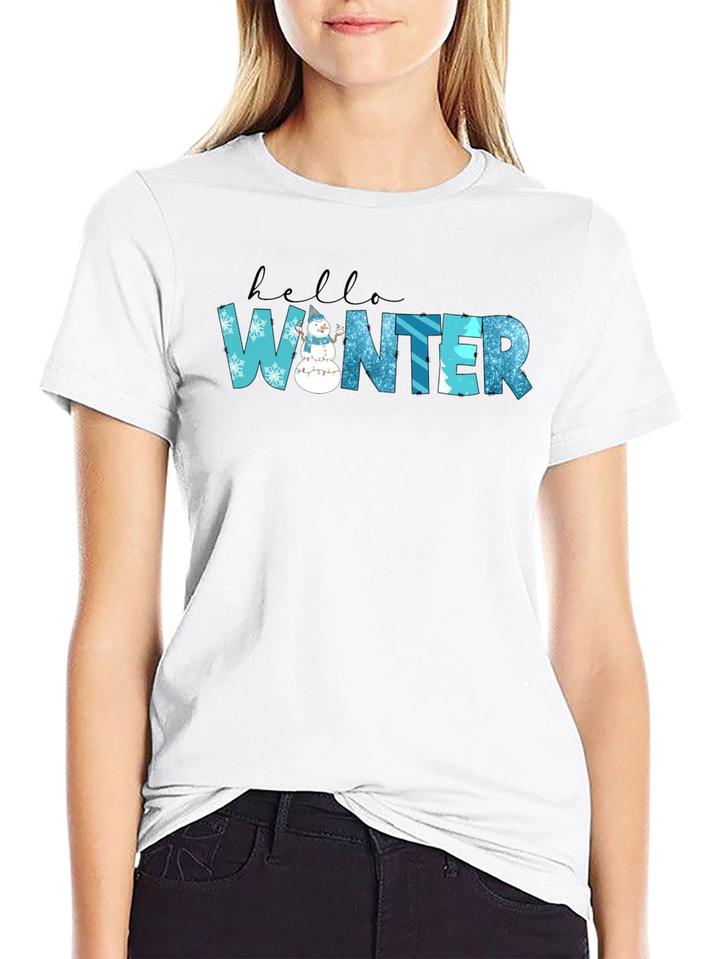 Hello Winter Black Graphic Tee