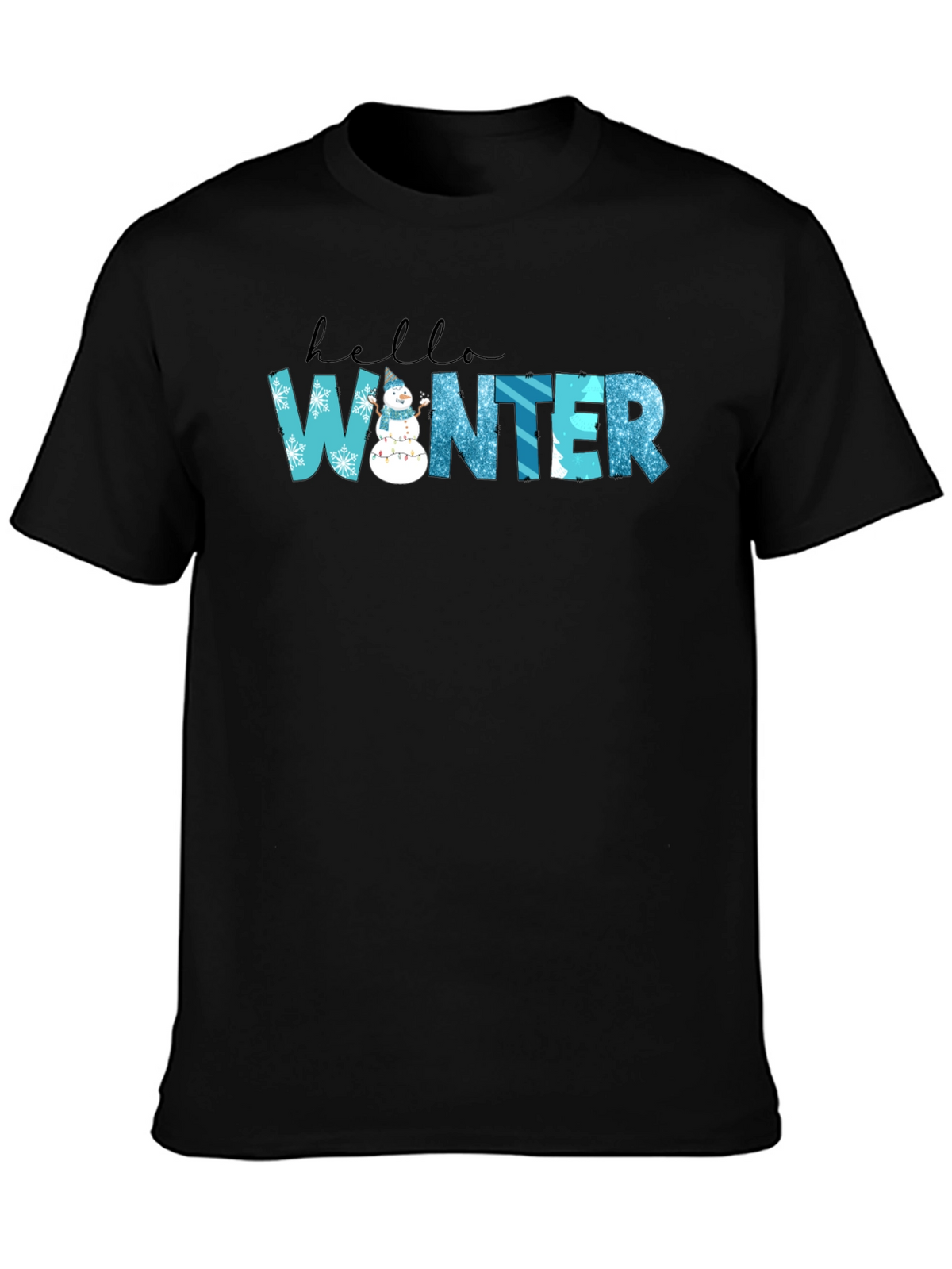 Hello Winter Black Graphic Tee