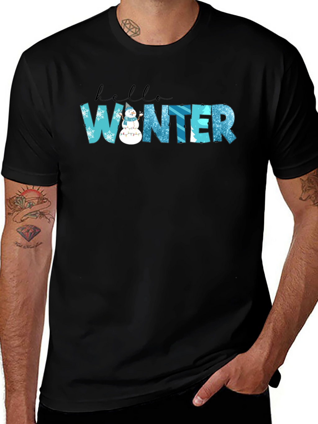 Hello Winter Black Graphic Tee