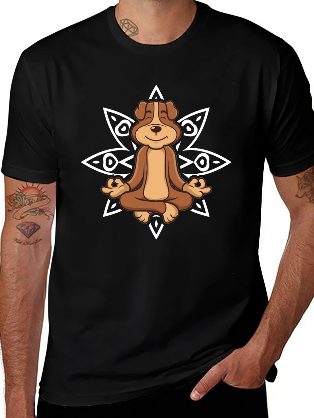 Meditating Dog Graphic Tee - Relaxed Fit