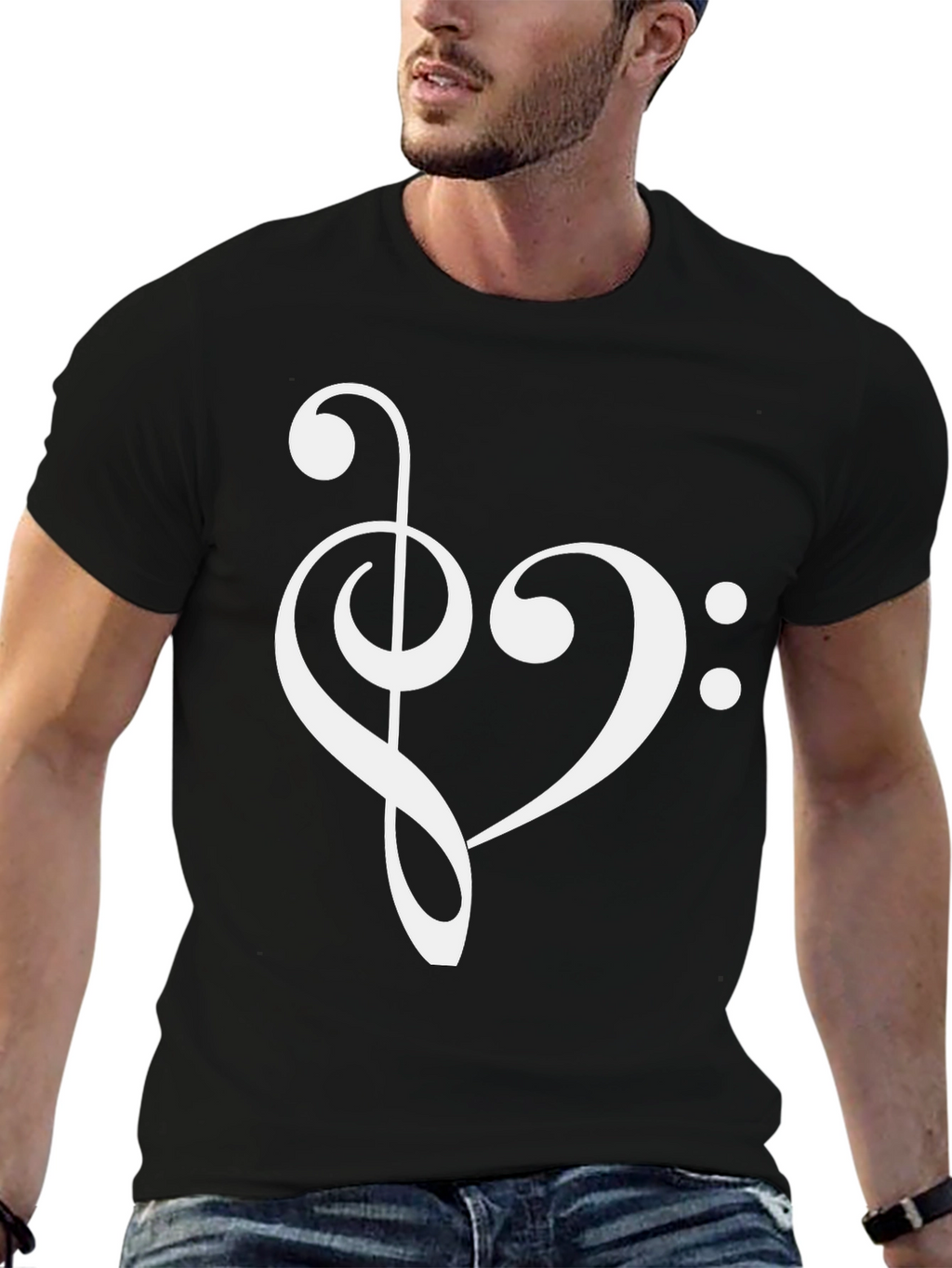 Musical Heart T-Shirt - Treble & Bass Clef Love