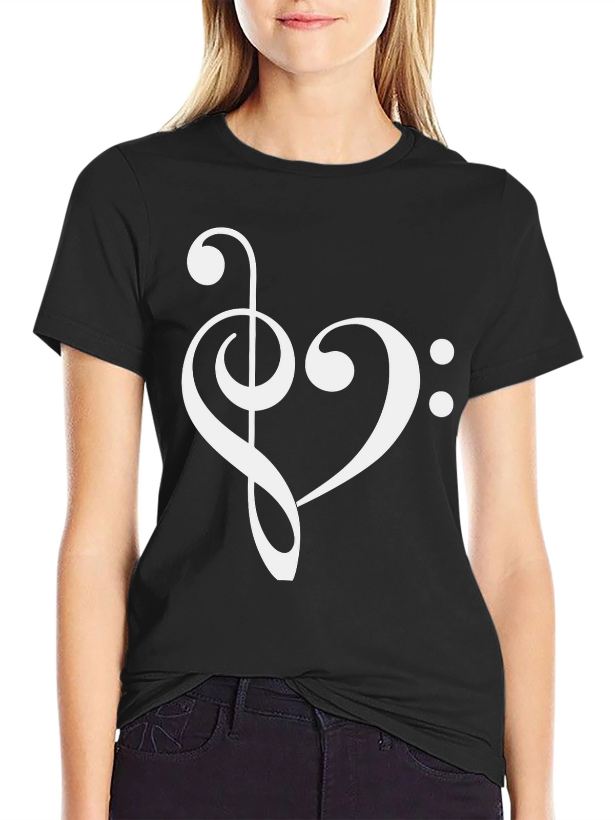 Musical Heart T-Shirt - Treble & Bass Clef Love