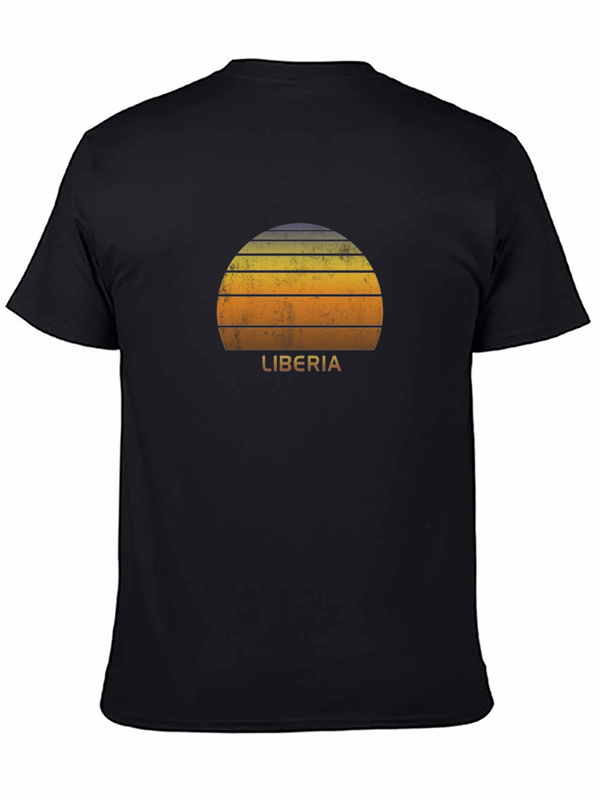 Retro Liberia Sunset Graphic Tee - Black