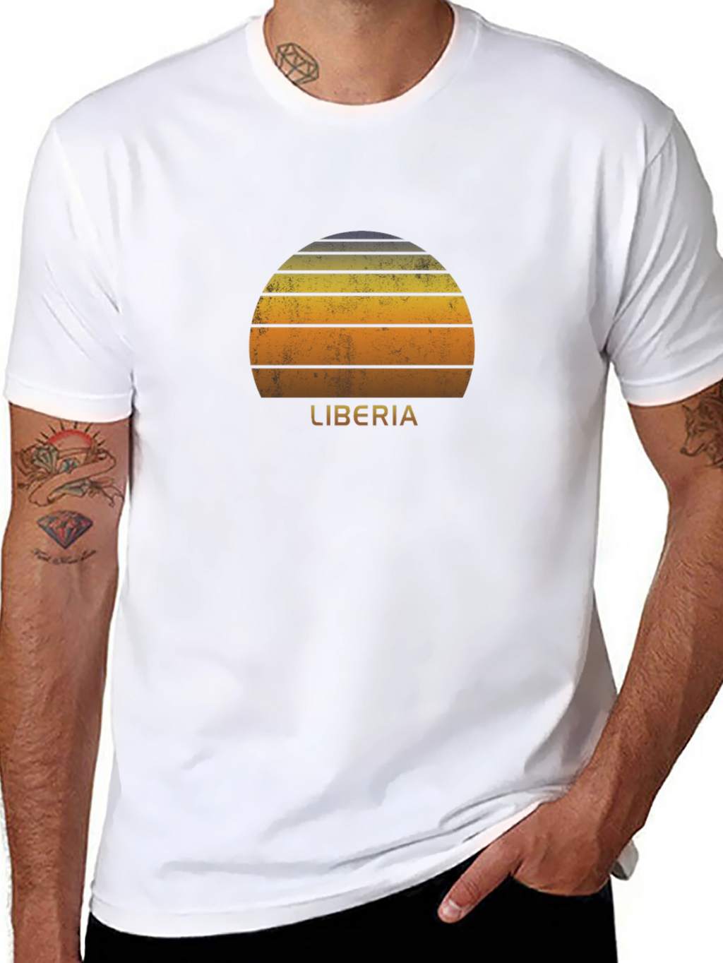 Retro Liberia Sunset Graphic Tee - Black