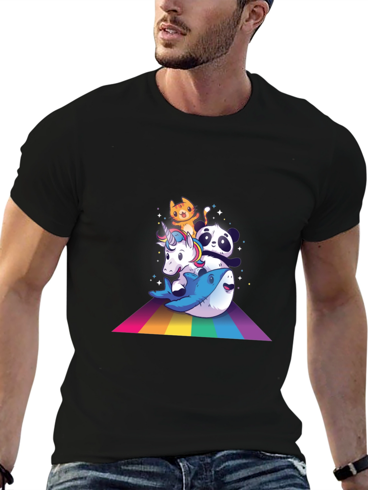 Cute Cartoon Animals Rainbow T-Shirt