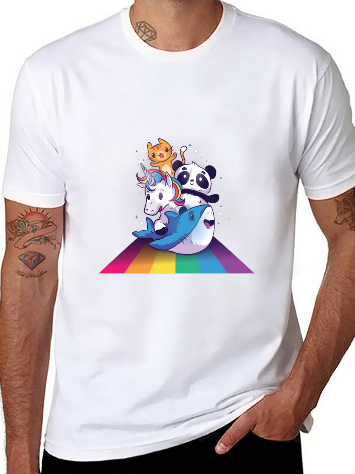 Cute Cartoon Animals Rainbow T-Shirt