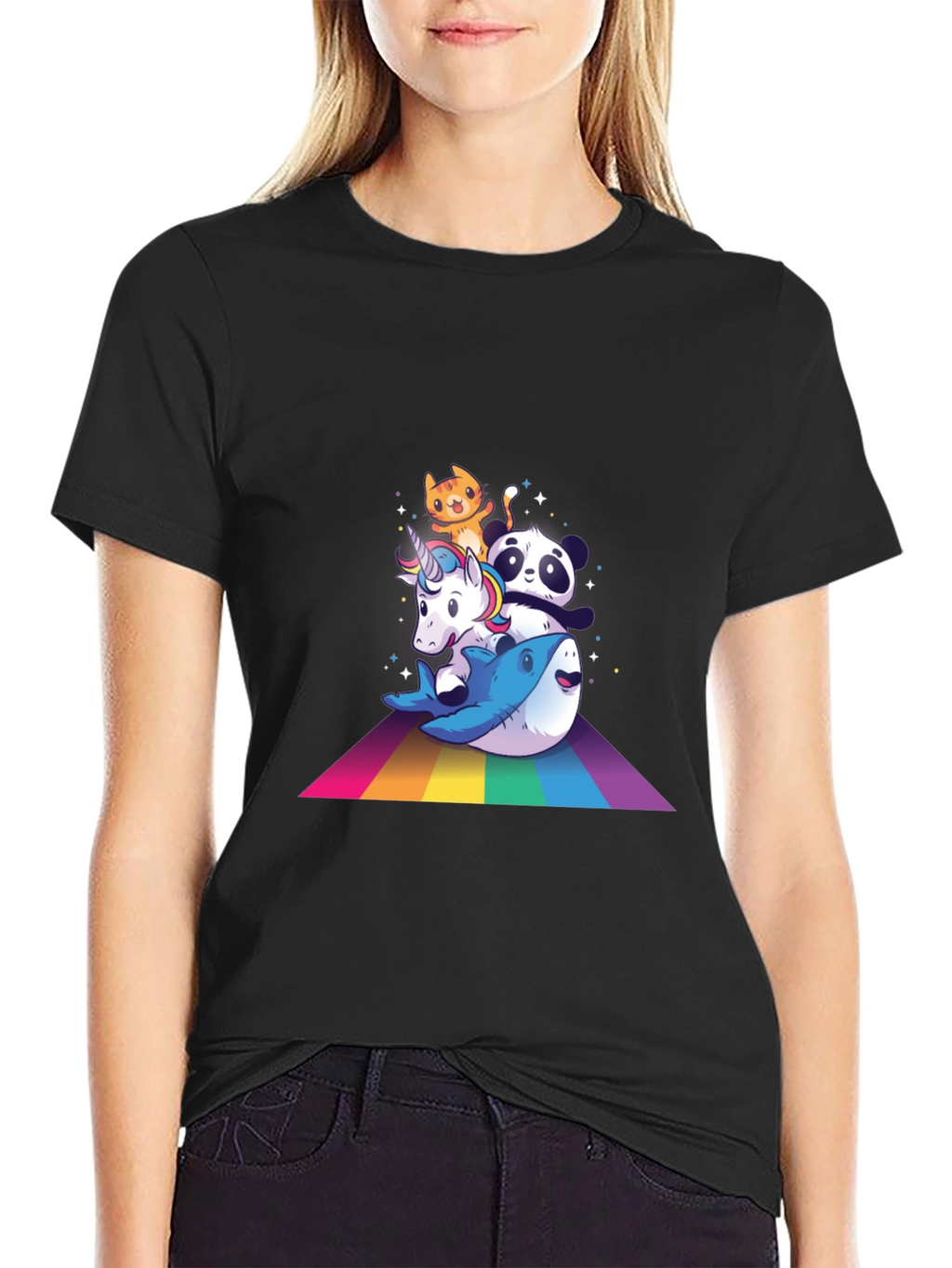 Cute Cartoon Animals Rainbow T-Shirt