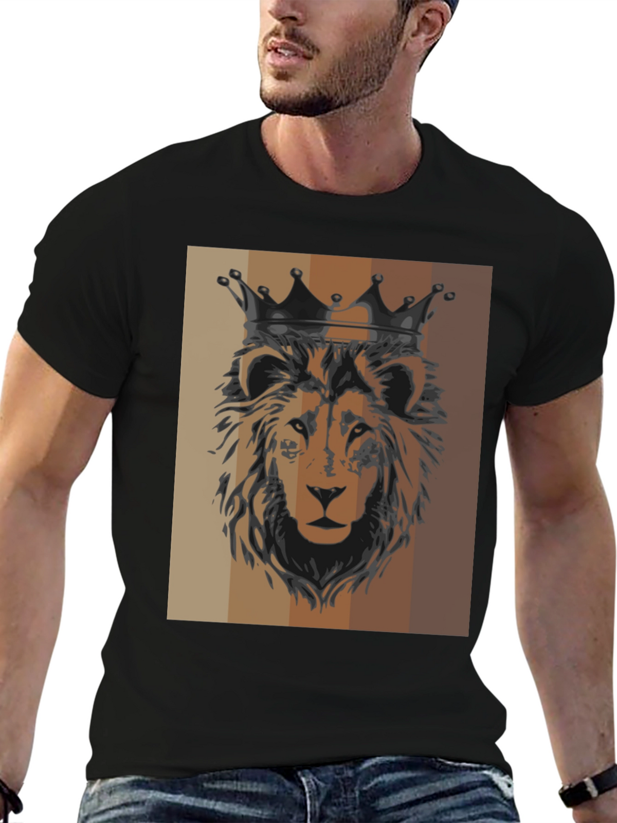 King Lion Graphic Tee - Black Cotton T-Shirt