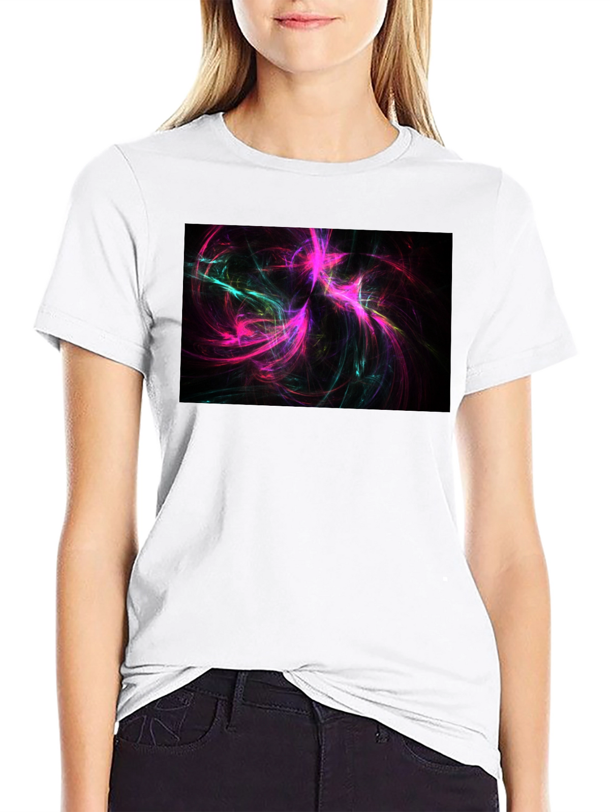 Abstract Swirls Black Tee - Vivid Graphic Print