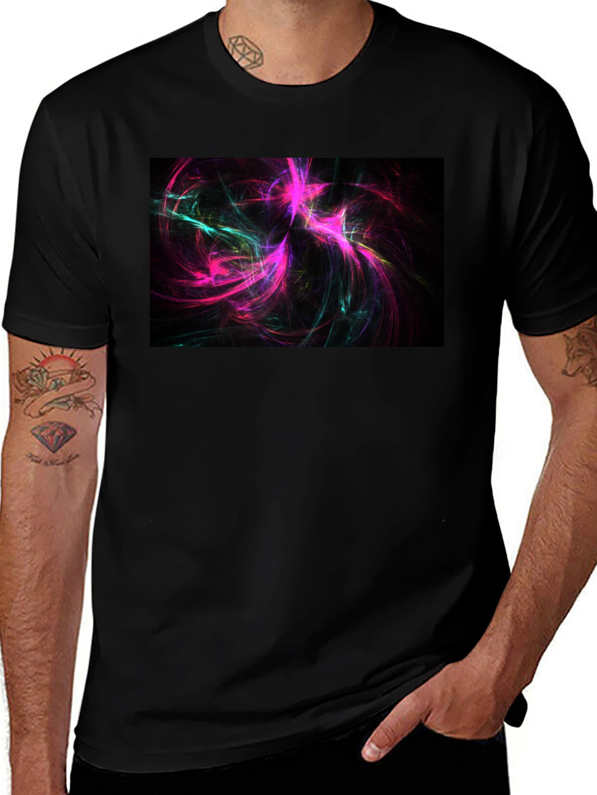 Abstract Swirls Black Tee - Vivid Graphic Print