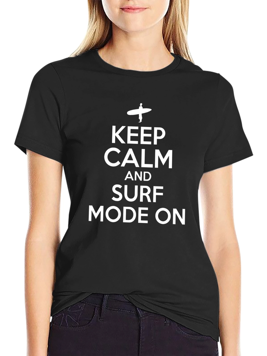 Keep Calm and Surf Mode On Black T-Shirt