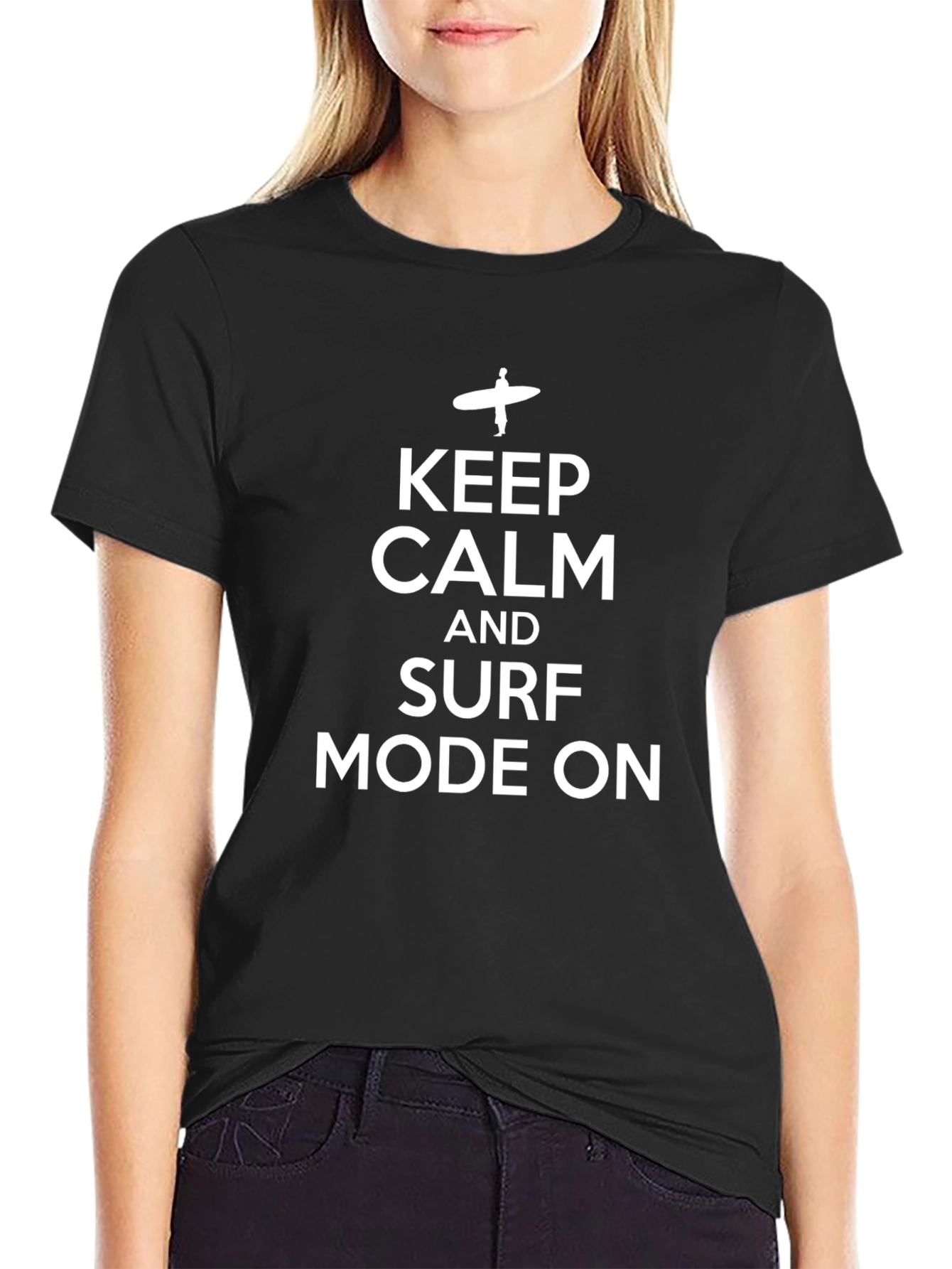 Keep Calm and Surf Mode On Black T-Shirt