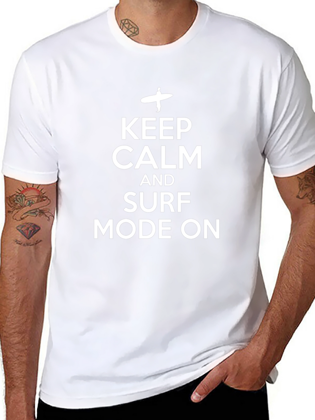 Keep Calm and Surf Mode On Black T-Shirt