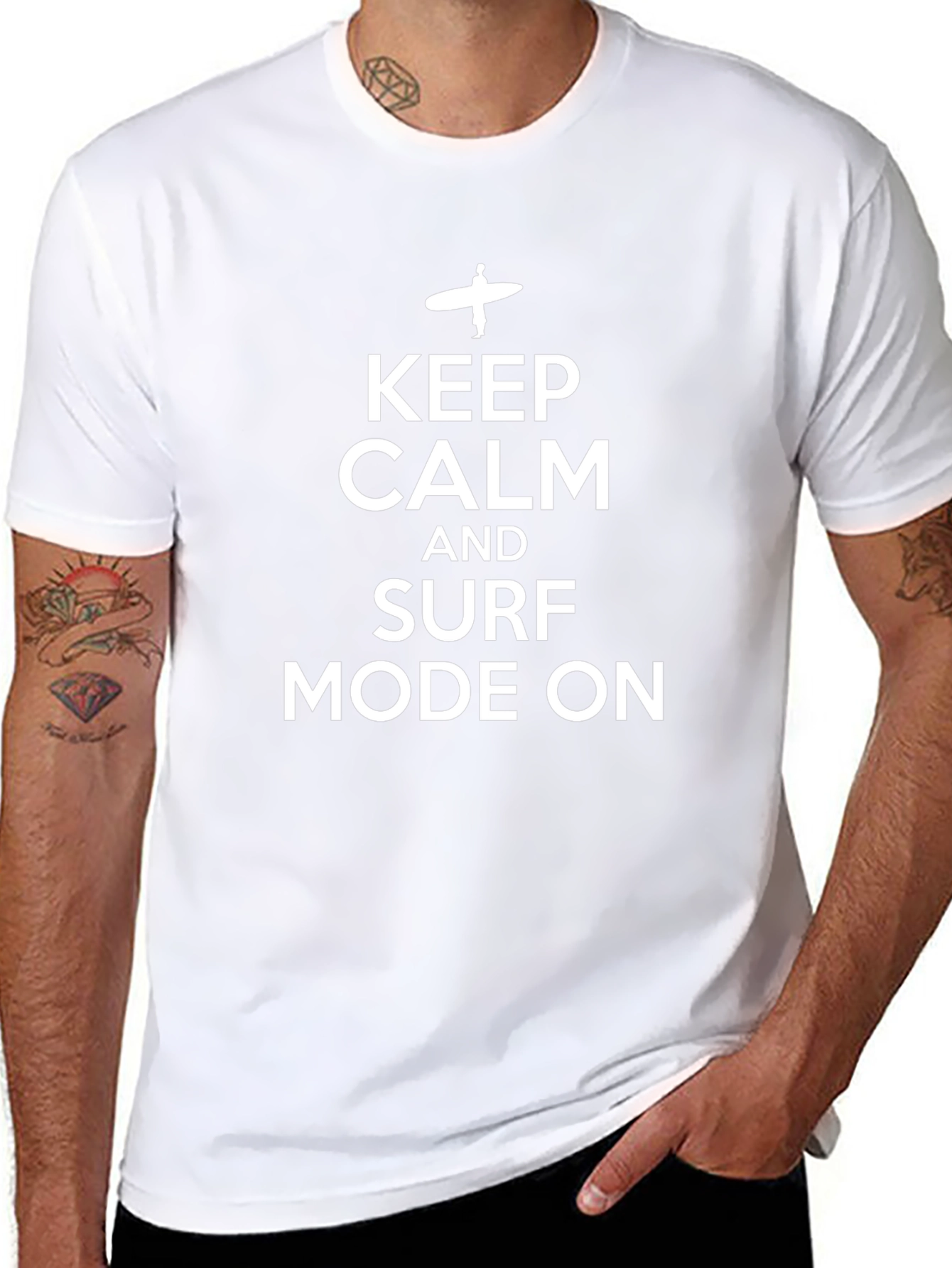 Keep Calm and Surf Mode On Black T-Shirt