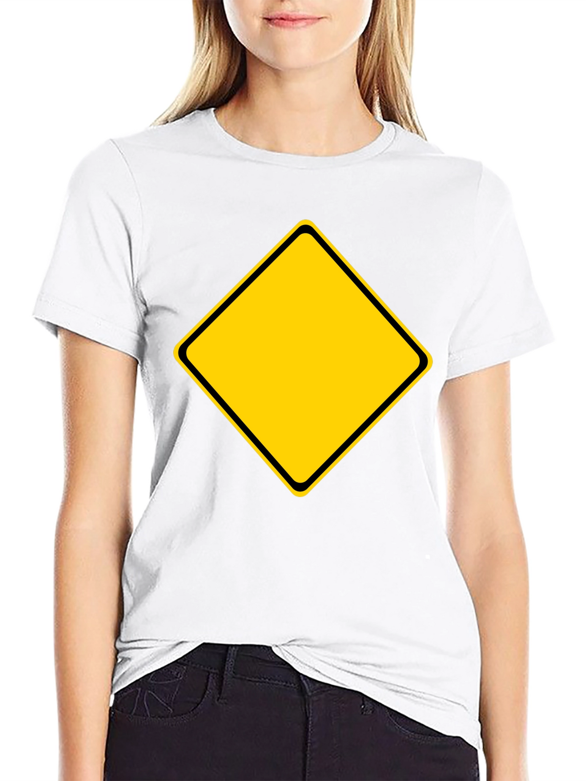 Black T-Shirt with Yellow Diamond Graphic