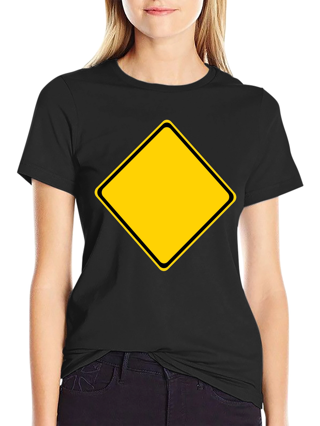 Black T-Shirt with Yellow Diamond Graphic