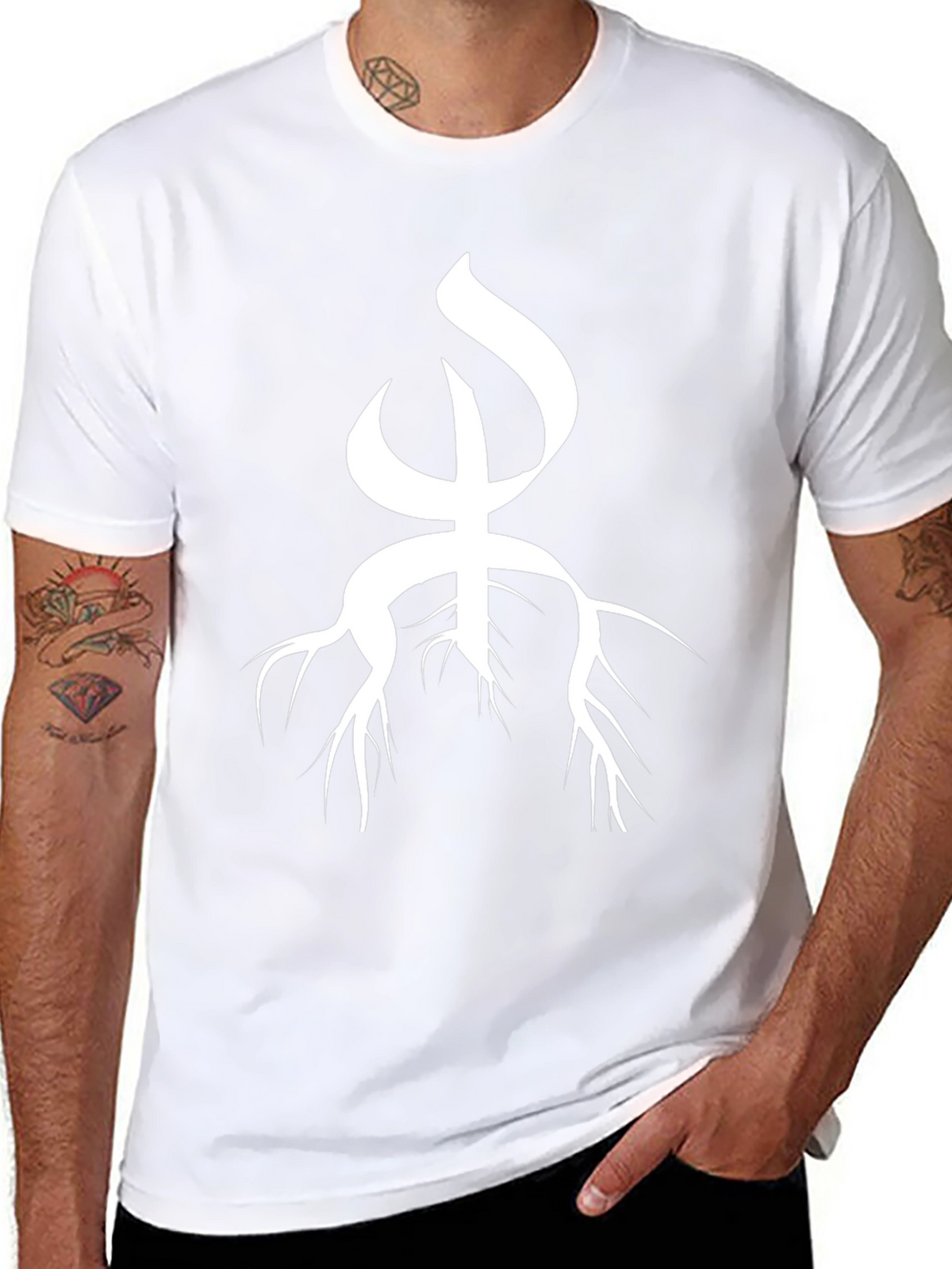 Unique White Symbol on Black T-Shirt