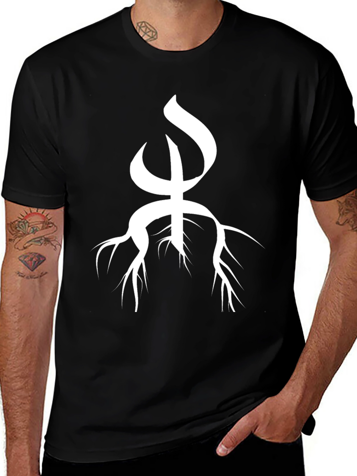 Unique White Symbol on Black T-Shirt