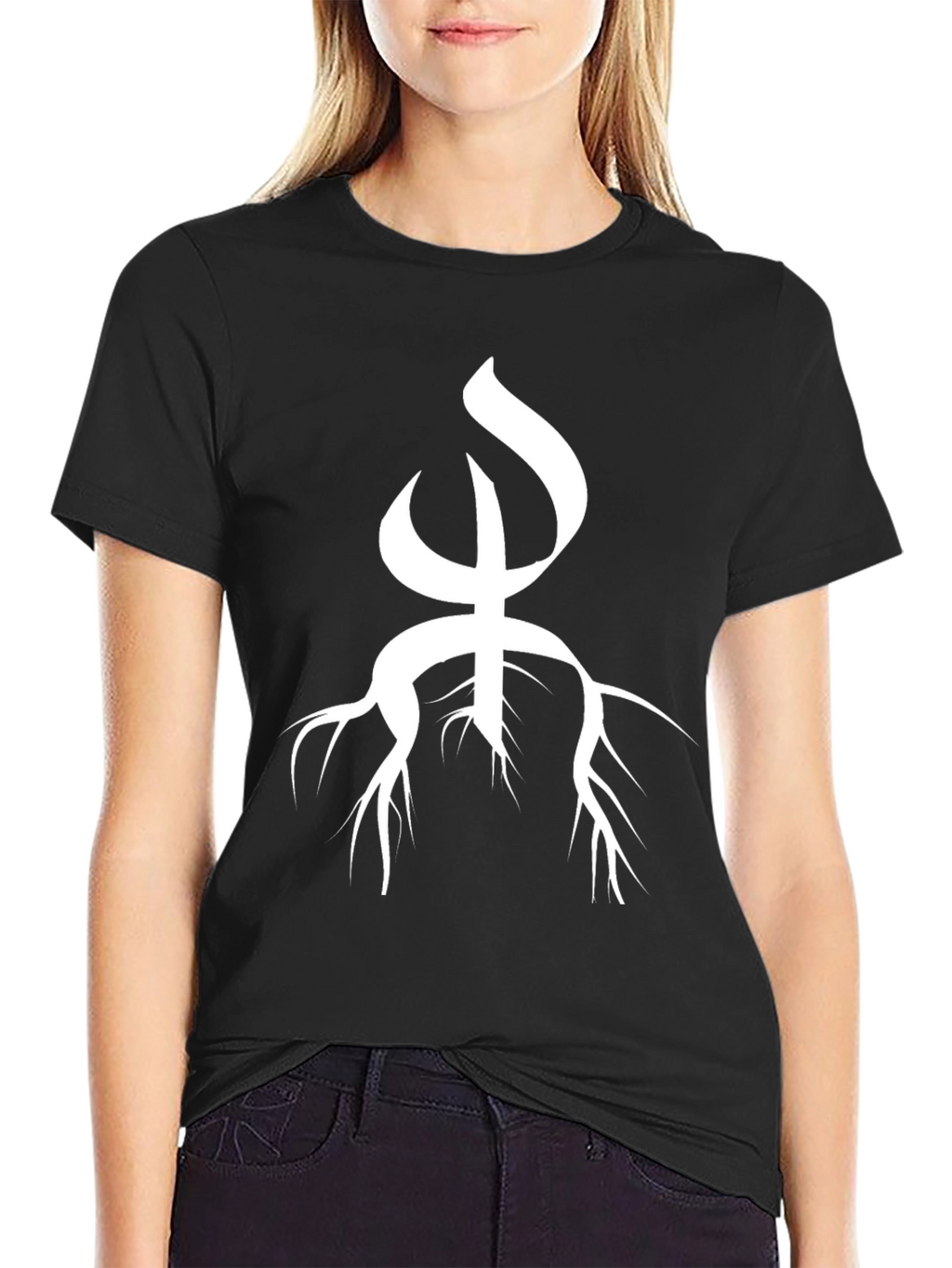 Unique White Symbol on Black T-Shirt