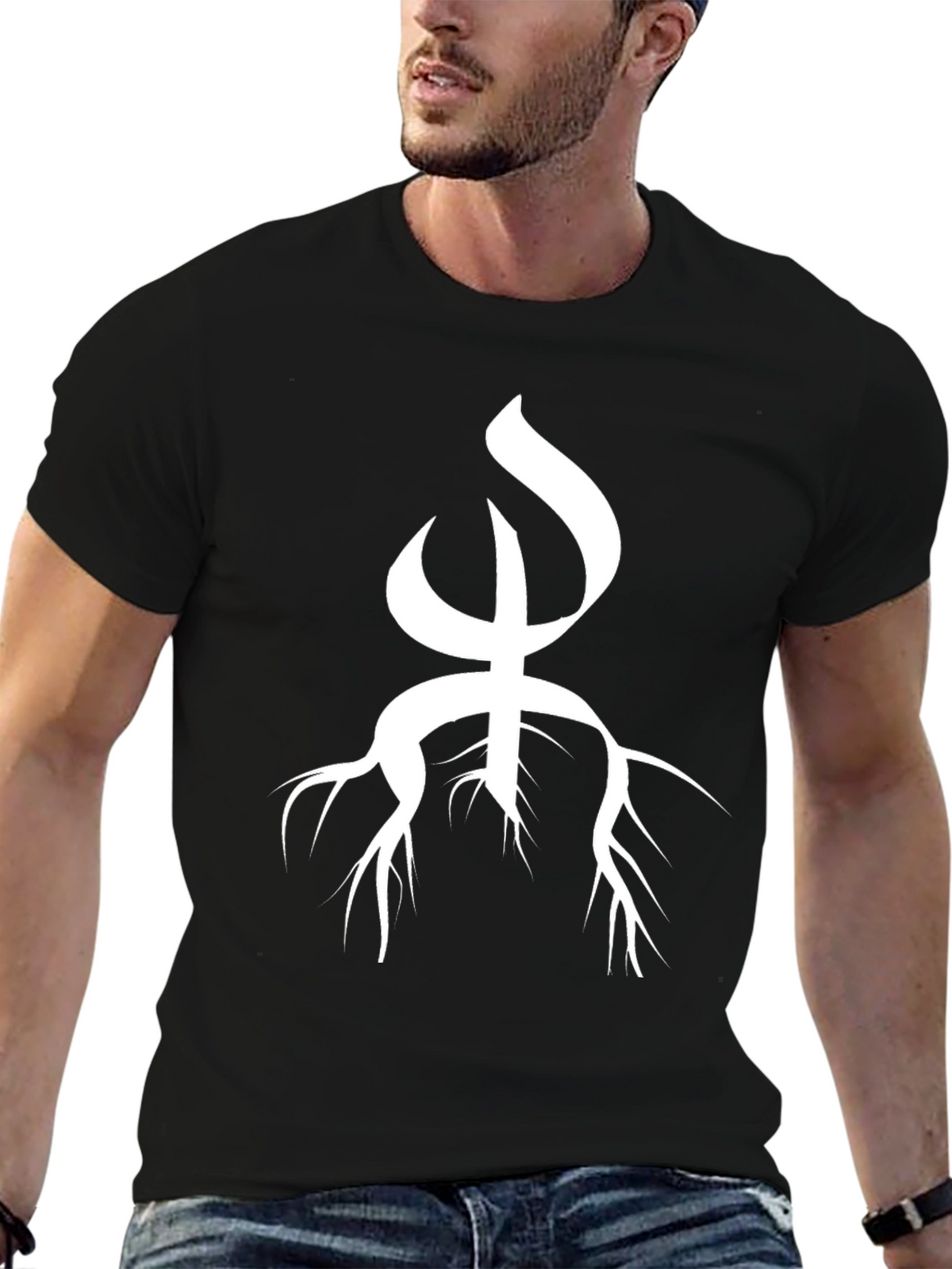 Unique White Symbol on Black T-Shirt
