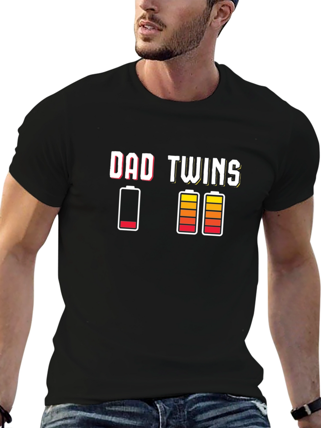 Dad Twins T-Shirt - Low Battery Funny Tee
