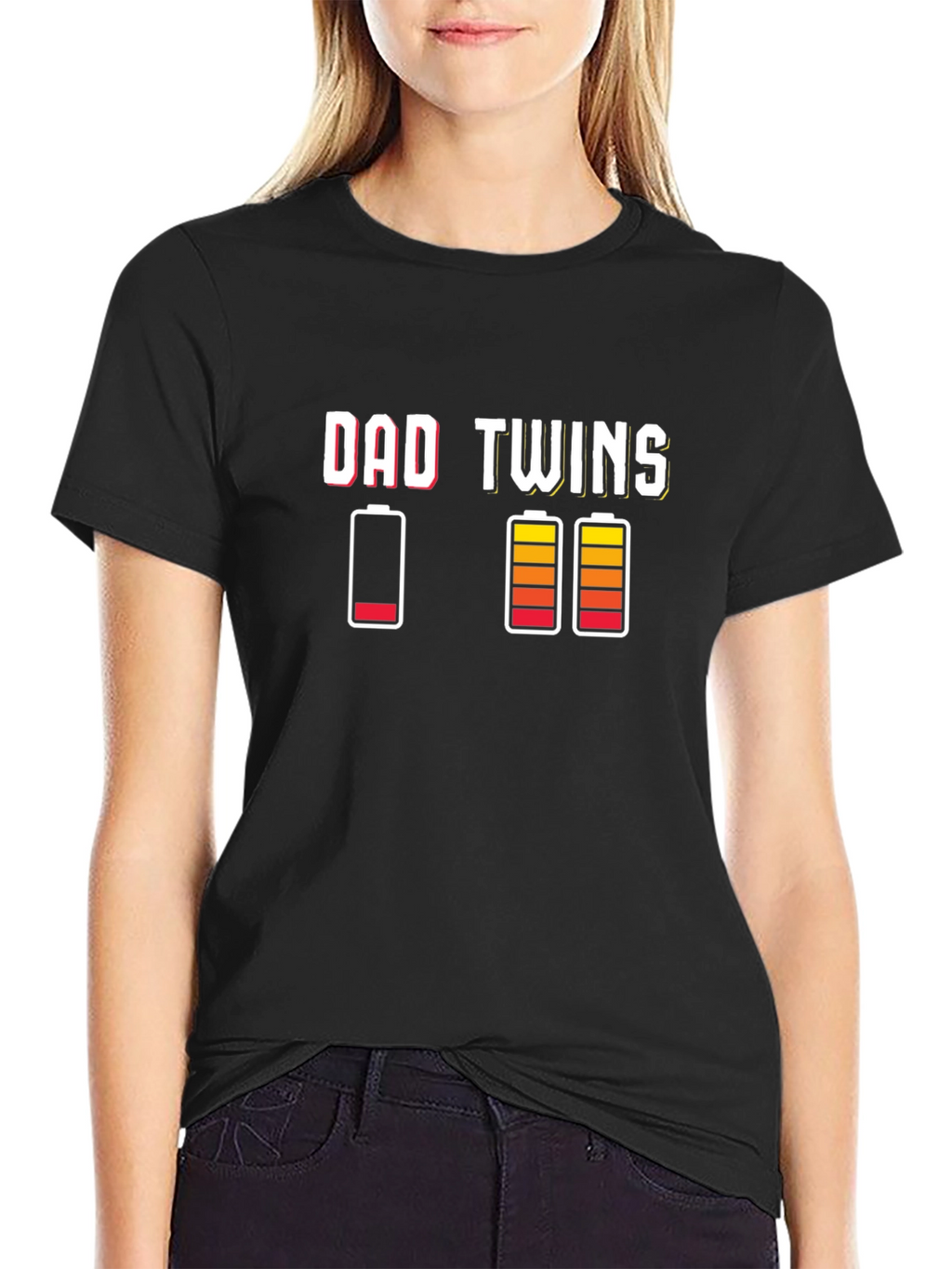 Dad Twins T-Shirt - Low Battery Funny Tee