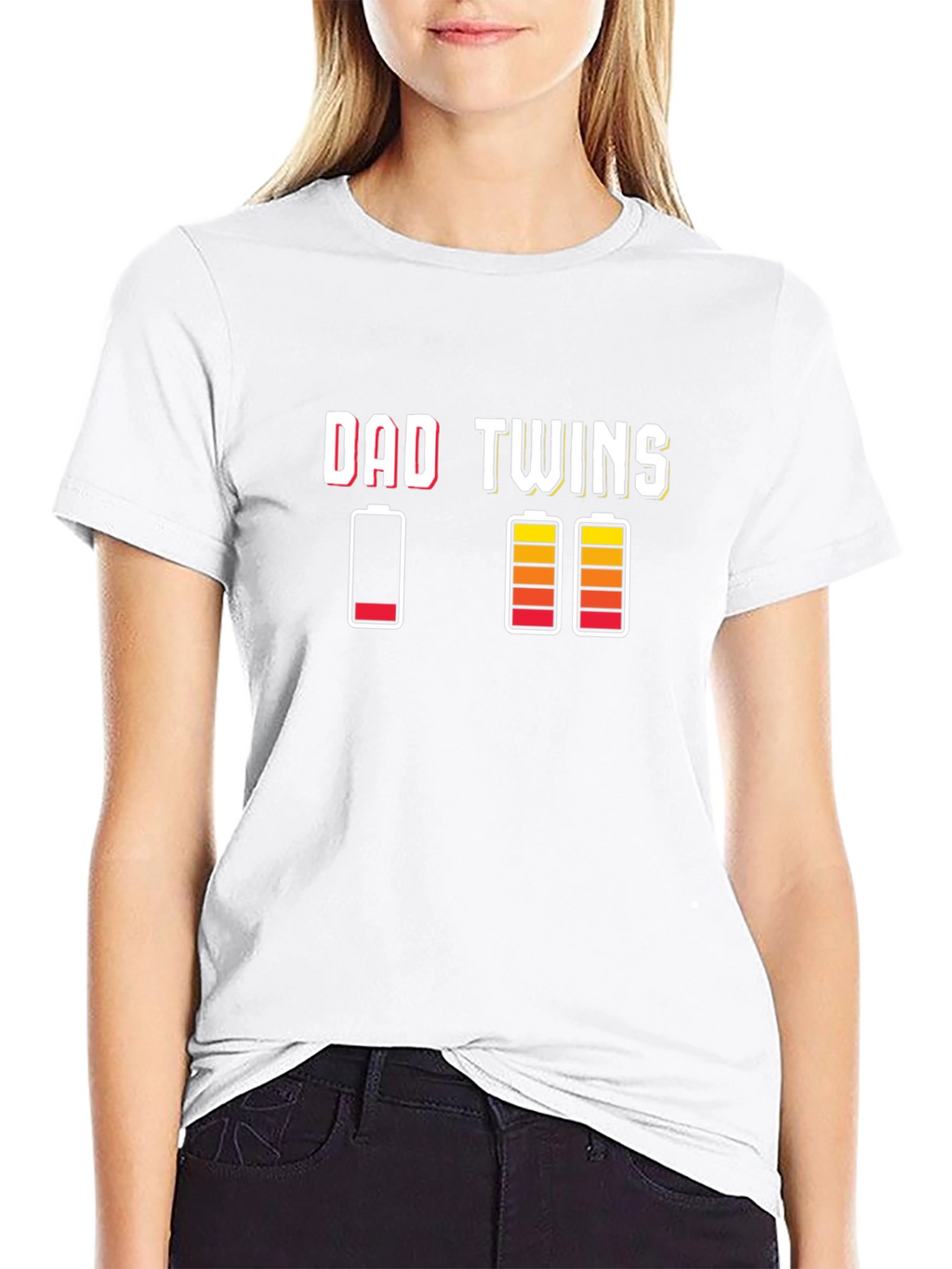 Dad Twins T-Shirt - Low Battery Funny Tee