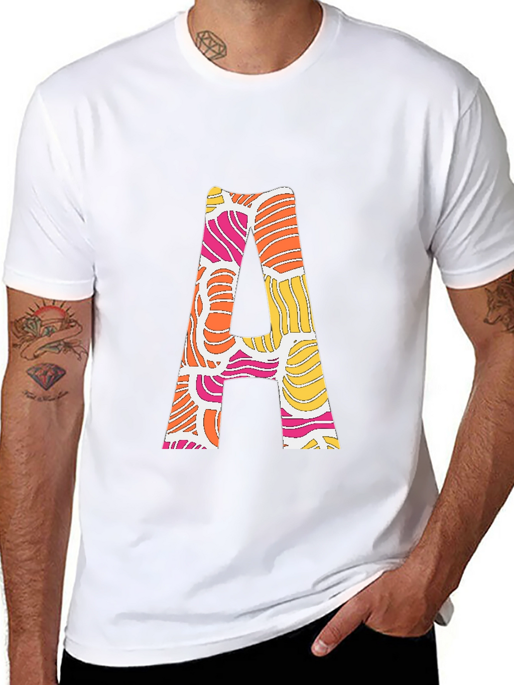 Retro Initial A Graphic Tee - Black