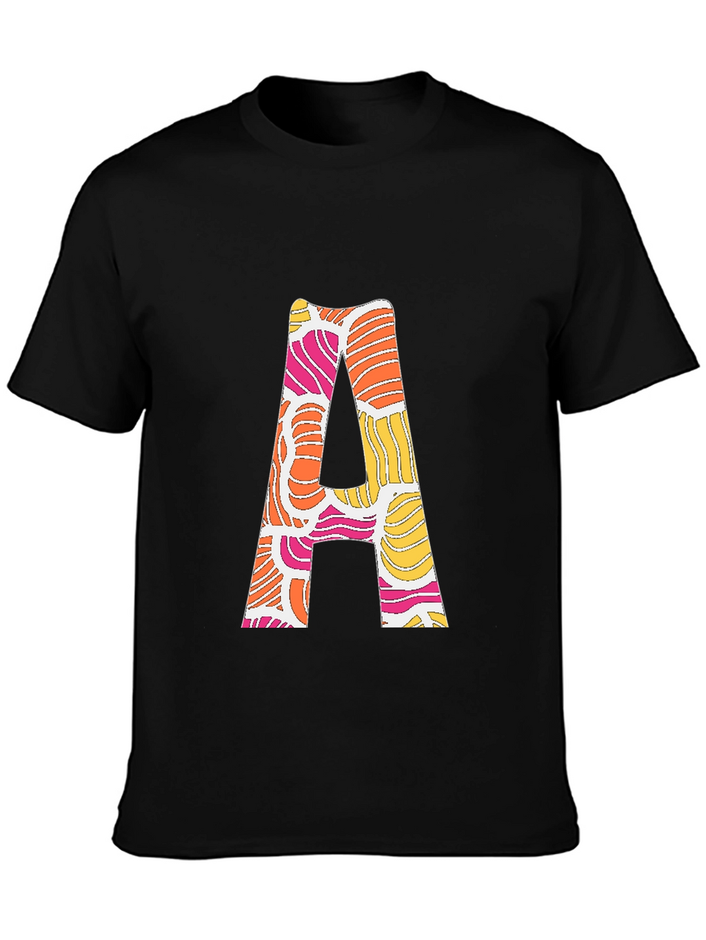 Retro Initial A Graphic Tee - Black