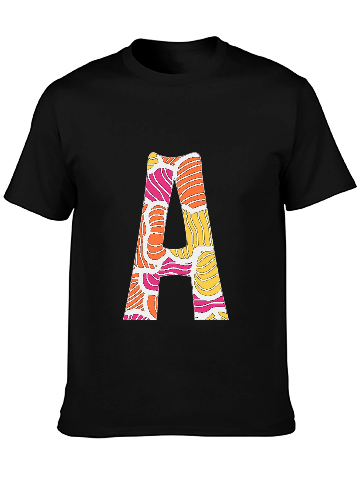 Retro Initial A Graphic Tee - Black